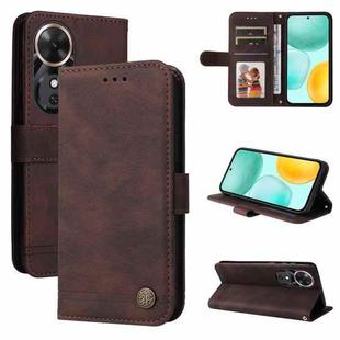 For Honor Play 60 Skin Feel Life Tree Metal Button Leather Phone Case(Brown)