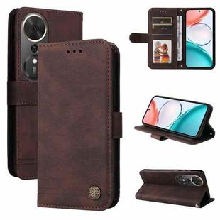 For Honor Play 70 Plus Skin Feel Life Tree Metal Button Leather Phone Case(Brown)