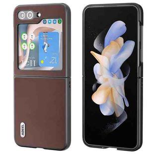 For Samsung Galaxy Z Flip5 ABEEL Genuine Leather Xiaoya Series Phone Case(Coffee)