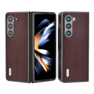 For Samsung Galaxy Z Fold5 ABEEL Genuine Leather Xiaoya Series Phone Case(Coffee)