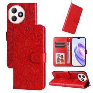 For Honor X50i+ Embossed Sunflower Leather Phone Case(Red)