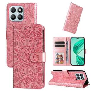 For Honor X8b Embossed Sunflower Leather Phone Case(Rose Gold)