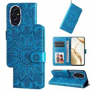 For Honor 200 Embossed Sunflower Leather Phone Case(Blue)