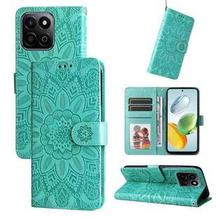 For Honor Play 60 Plus Embossed Sunflower Leather Phone Case(Green)