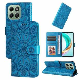 For Honor X6b Embossed Sunflower Leather Phone Case(Blue)