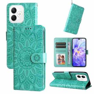 For Honor X60i Embossed Sunflower Leather Phone Case(Green)