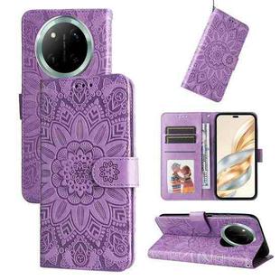 For Honor X9c / Magic7 Lite Embossed Sunflower Leather Phone Case(Purple)