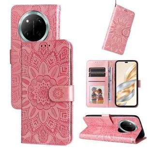 For Honor X9c / Magic7 Lite Embossed Sunflower Leather Phone Case(Rose Gold)