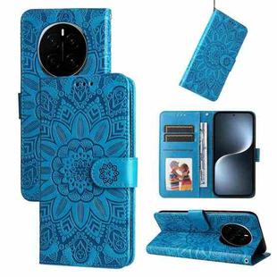 For Honor Magic7 Embossed Sunflower Leather Phone Case(Blue)