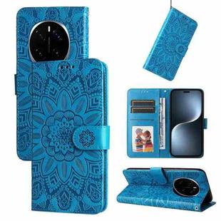 For Honor Magic7 Pro Embossed Sunflower Leather Phone Case(Blue)