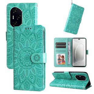 For Honor 300 Pro Embossed Sunflower Leather Phone Case(Green)