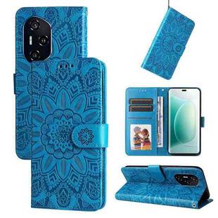 For Honor 400 Embossed Sunflower Leather Phone Case(Blue)