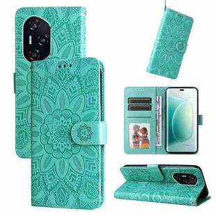 For Honor 400 Embossed Sunflower Leather Phone Case(Green)
