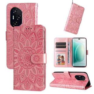 For Honor 400 Embossed Sunflower Leather Phone Case(Rose Gold)