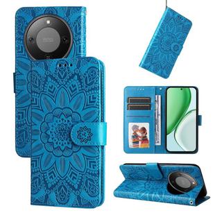 For Honor X70 5G Embossed Sunflower Leather Phone Case(Blue)