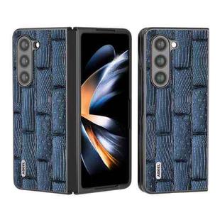 For Samsung Galaxy Z Fold5 ABEEL Genuine Leather Mahjong Texture Series Phone Case(Blue)