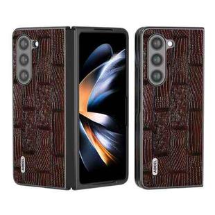 For Samsung Galaxy Z Fold5 ABEEL Genuine Leather Mahjong Texture Series Phone Case(Brown)