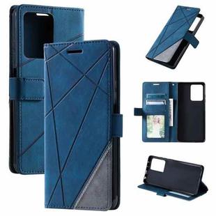 For Redmi Note 12 5G Skin Feel Splicing Leather Phone Case(Blue)