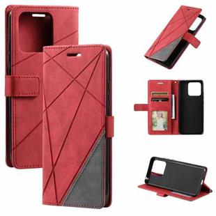 For Redmi 11A 4G Global Skin Feel Splicing Leather Phone Case(Red)