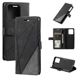 For Redmi 11A 4G Global Skin Feel Splicing Leather Phone Case(Black)