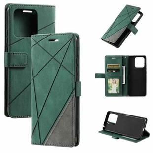 For Redmi 12C Skin Feel Splicing Leather Phone Case(Green)