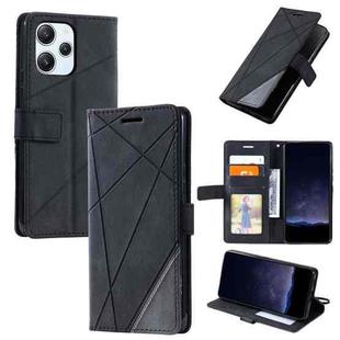 For Redmi 12 4G Skin Feel Splicing Leather Phone Case(Black)