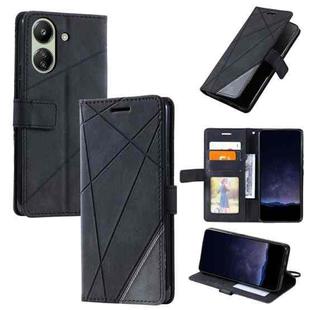 For Xiaomi Redmi 13C Skin Feel Splicing Leather Phone Case(Black)