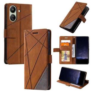 For Xiaomi Redmi 13C Skin Feel Splicing Leather Phone Case(Brown)