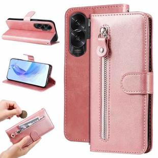 For Honor X50i 5G Calf Texture Zipper Leather Phone Case(Rose Gold)