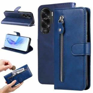 For Honor X50i 5G Calf Texture Zipper Leather Phone Case(Blue)