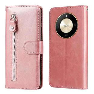 For Honor X50 Calf Texture Zipper Leather Phone Case(Rose Gold)