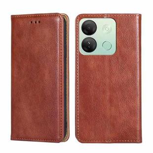 For Infinix Smart 7 HD Gloss Oil Solid Color Magnetic Leather Phone Case(Brown)