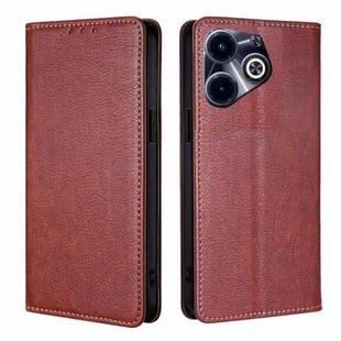 For Infinix Hot 40i Gloss Oil Solid Color Magnetic Leather Phone Case(Brown)