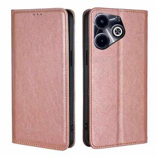 For Infinix Hot 40i Gloss Oil Solid Color Magnetic Leather Phone Case(Rose Gold)