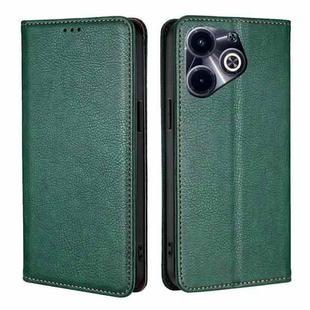 For Infinix Hot 40i Gloss Oil Solid Color Magnetic Leather Phone Case(Green)