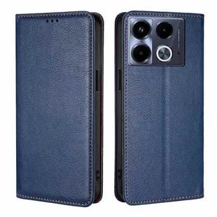 For Infinix Note 40 4G Gloss Oil Solid Color Magnetic Leather Phone Case(Blue)