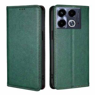 For Infinix Note 40 4G Gloss Oil Solid Color Magnetic Leather Phone Case(Green)