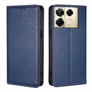 For Infinix Note 40 Pro 4G Gloss Oil Solid Color Magnetic Leather Phone Case(Blue)
