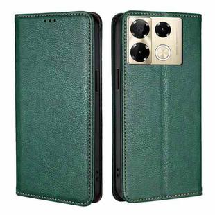 For Infinix Note 40 Pro 4G Gloss Oil Solid Color Magnetic Leather Phone Case(Green)