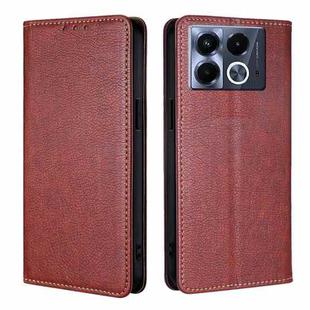 For Infinix Note 40 5G Gloss Oil Solid Color Magnetic Leather Phone Case(Brown)