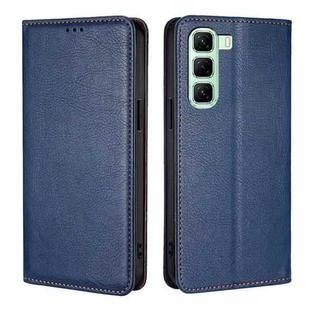 For Infinix Hot 50 4G Gloss Oil Solid Color Magnetic Leather Phone Case(Blue)