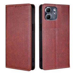 For Infinix Hot 50i 4G Gloss Oil Solid Color Magnetic Leather Phone Case(Brown)