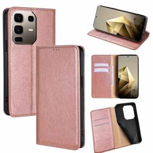 For Infinix Note 50 Pro+ 5G Gloss Oil Solid Color Magnetic Leather Phone Case(Rose Gold)