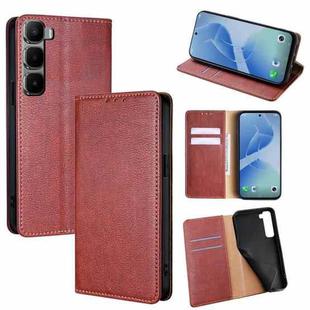 For Infinix Hot 60 Pro+ 4G Gloss Oil Solid Color Magnetic Leather Phone Case(Brown)