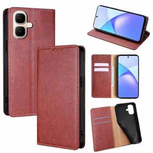 For Infinix Smart 10 4G Gloss Oil Solid Color Magnetic Leather Phone Case(Brown)