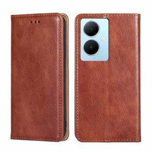 For vivo Y78 Plus 5G Gloss Oil Solid Color Magnetic Leather Phone Case(Brown)
