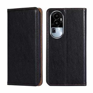 For OPPO Reno10 5G Gloss Oil Solid Color Magnetic Leather Phone Case(Black)