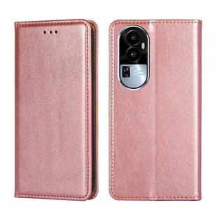 For OPPO Reno10 5G Gloss Oil Solid Color Magnetic Leather Phone Case(Rose Gold)