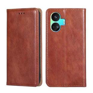 For Realme GT Neo5 SE Gloss Oil Solid Color Magnetic Leather Phone Case(Brown)