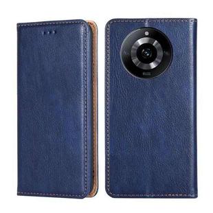 For Realme 11 5G Gloss Oil Solid Color Magnetic Leather Phone Case(Blue)